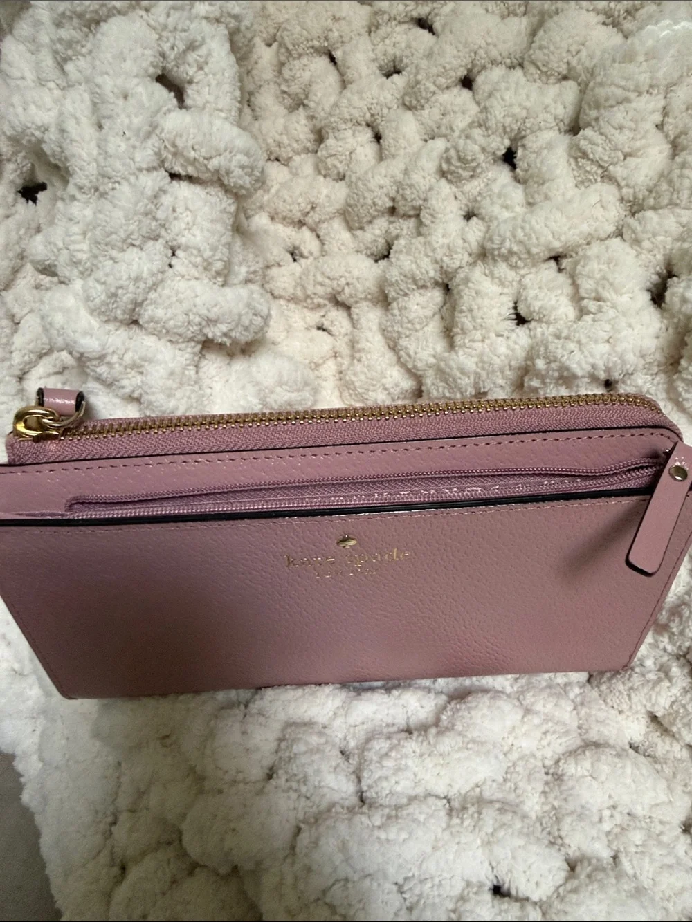 kate spade Dusty Pink Leather Wristlet Clutch